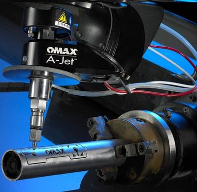 Découpe tube sur machine jet d'eau OMAX